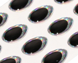 3D Epoxy Teardrop Eyes, Rainbow Silver, 10 mm
